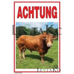 🐂 WARNING – BULL sign 17x27 cm
