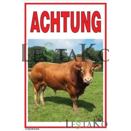 🐂 WARNING – BULL sign 17x27 cm