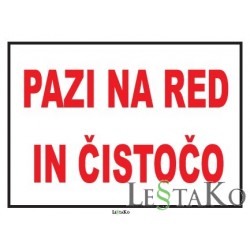 Pazi na red in čistočo 30x22cm TABLA