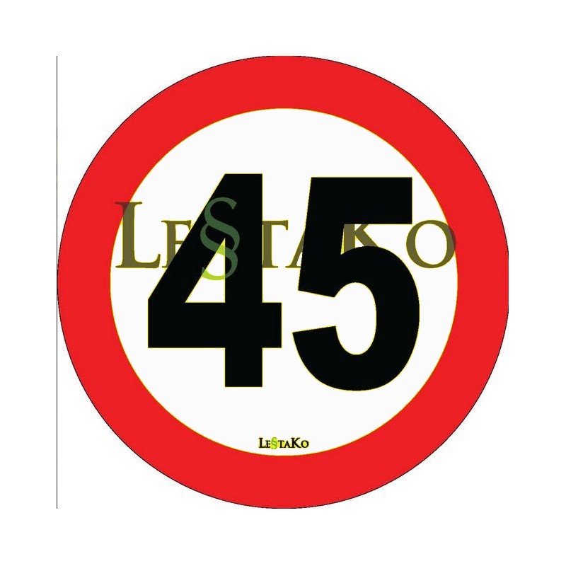 Hitrostna nalepka 45 Km/h 15 x15 cm