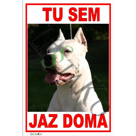 🐶 Opozorilna tabla z motivom psa pasme Dogo Argentina in napisom »TU SEM«