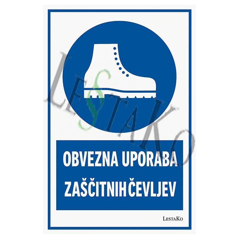 👢 Obvezna uporaba zaščitnih čevljev ⚠️ Opozorilo za varnost pri delu 17x27cm - nalepka