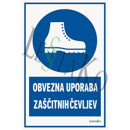 👢 Obvezna uporaba zaščitnih čevljev ⚠️ Opozorilo za varnost pri delu 17x27cm - nalepka